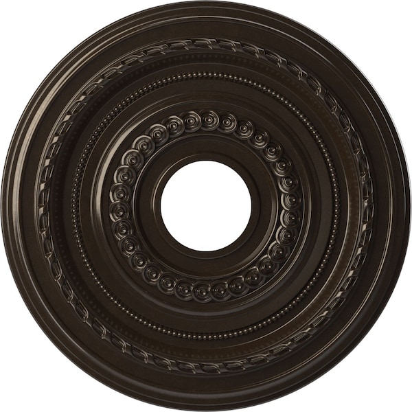 Ekena Millwork Cole PVC Medallion (Canopies up to 4 1/2"), 16"OD x 3 1/2"ID x 1"P, Universal Metallic Rustic Mist CMP16COERU - main